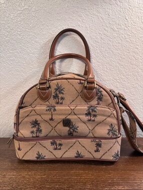 Vintage 1980s Pegasus Palm Tree Tapestry Dome Satchel Crossbody Travel Bag